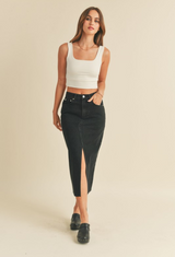 Made You Look Denim Midi Skirt