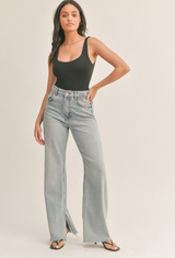 Black Scoop Neck Bodysuit