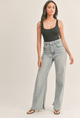 Black Scoop Neck Bodysuit