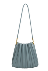 Carrie Pleated Vegan Shoulder Bag in Slate