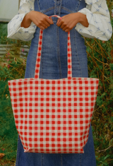 Carryall Tote In Tomato Gingham