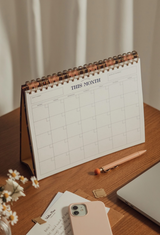 Floral Gingham Monthly Desk Pad