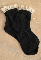 Black Pointelle Crochet Socks