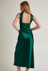 Evergreen Satin Midi Dress