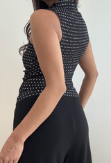 Polka Dot Plisse Top