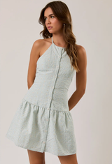 Gingham Sage Mini Dress