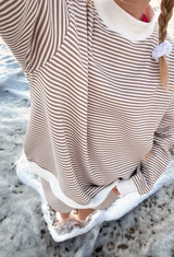 Coconut Striped Mockneck Sweatshirt
