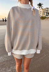 Coconut Striped Mockneck Sweatshirt