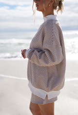 Coconut Striped Mockneck Sweatshirt