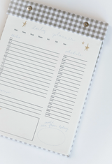 Daily Planner Notepad in Pistachio Green Gingham