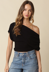 Alessia Black Draped Top