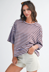 Blackberry Mocha Striped Top