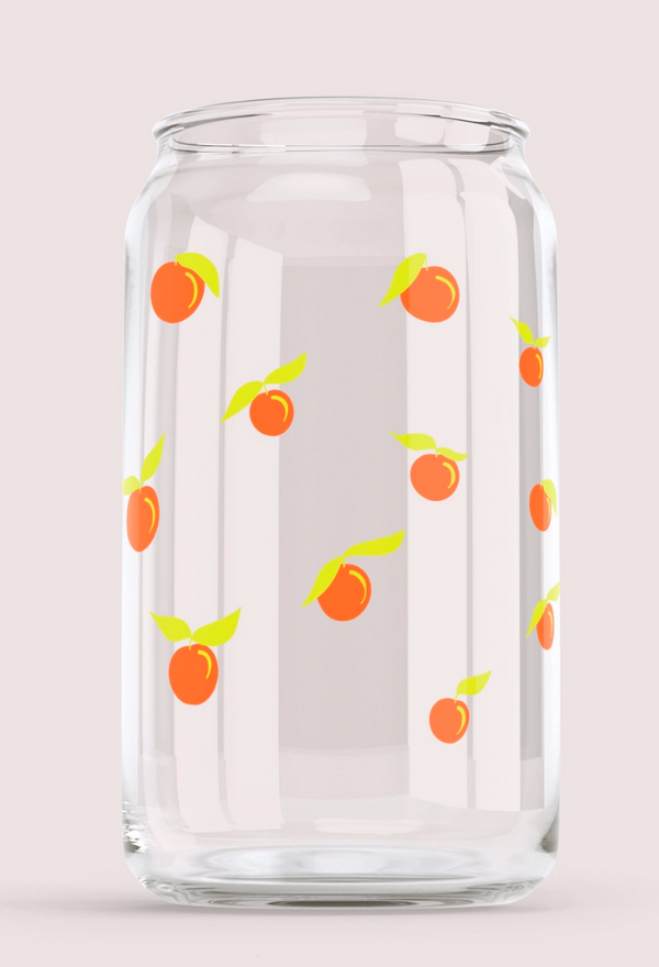 Little Cuties Orange Fruit 16 oz Soda Can Glass