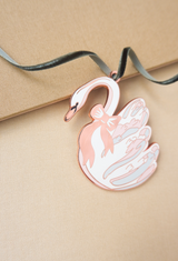 Winter Swan Enamel Christmas Tree Ornament