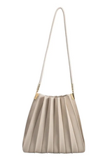 Carrie Pleated Vegan Shoulder Bag in Bone