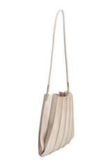 Carrie Pleated Vegan Shoulder Bag in Bone