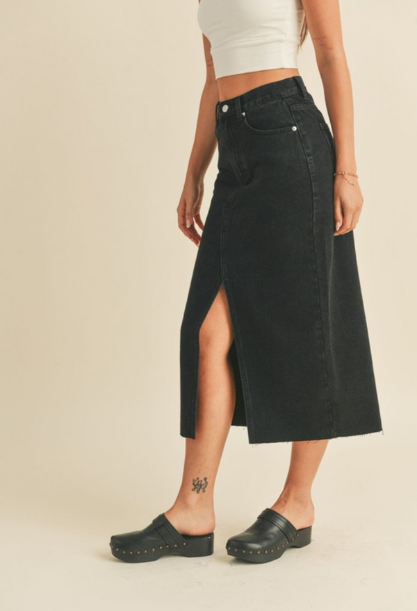 Made You Look Denim Midi Skirt