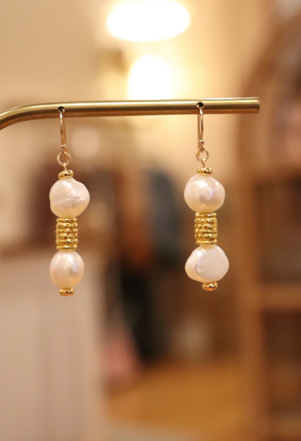 Double Pearl Earrings