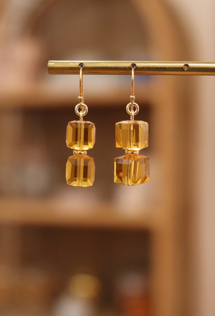 Amber Cube Earrings