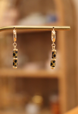 Mustard Dot Huggie Earrings