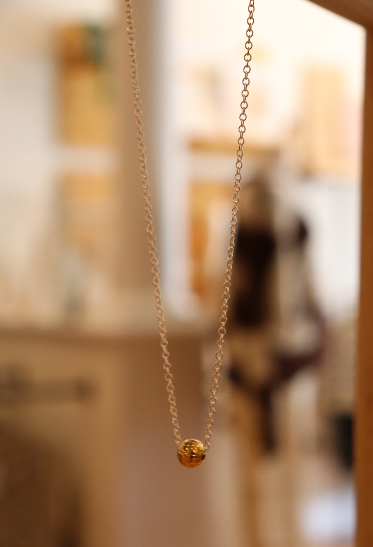 Gold Ball Charm Necklace
