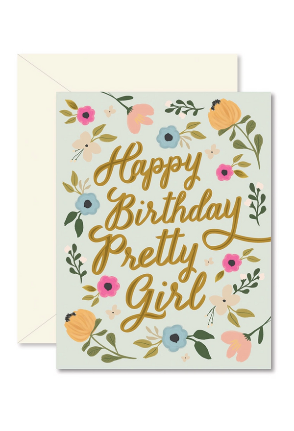 Happy Birthday Pretty Girl Greeting Card