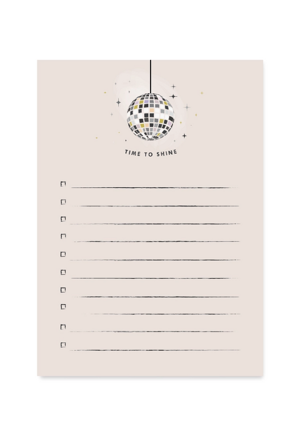 Time To Shine Disco Ball Notepad