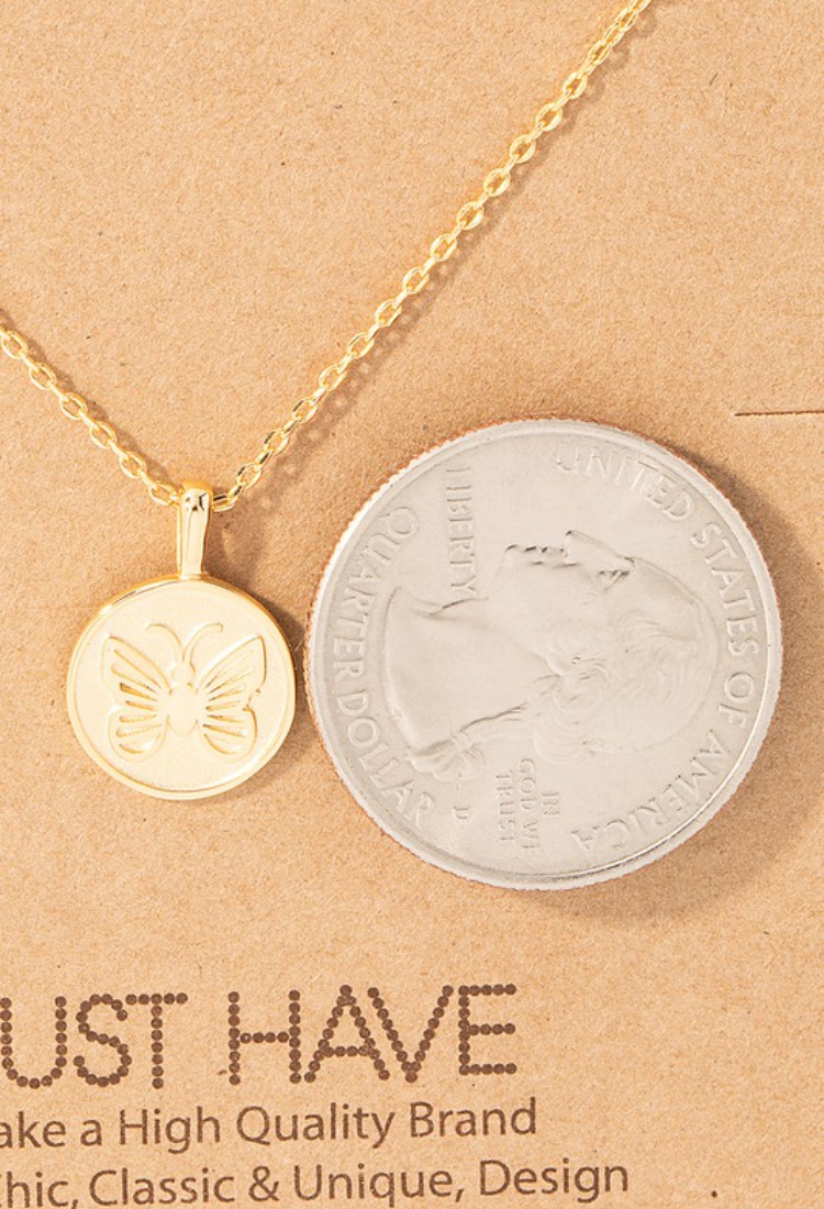 Butterfly Coin Necklace