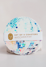 Rainbow Disco Ball Reusable Chipboard Coasters - Set of Four