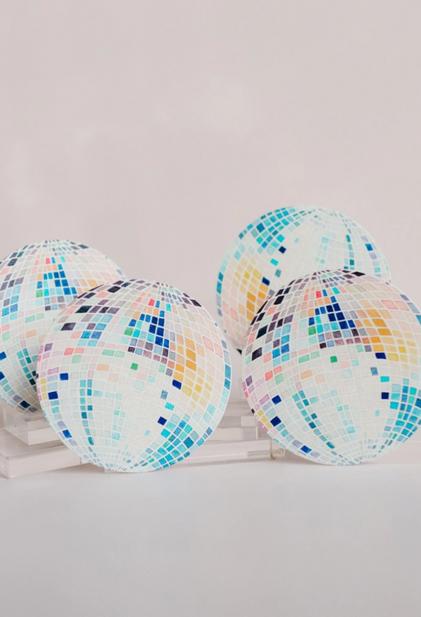 Rainbow Disco Ball Reusable Chipboard Coasters - Set of Four