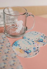 Rainbow Disco Ball Reusable Chipboard Coasters - Set of Four