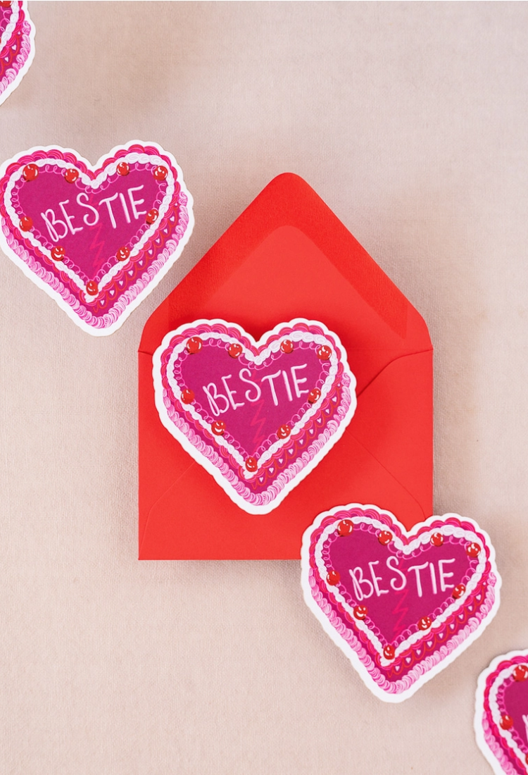 Bestie Cake Mini Flat Die Cut Greeting Card