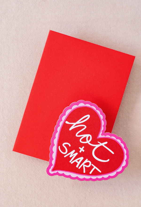 Hot and Smart Heart Mini Flat Die Cut Greeting Card