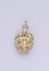 Gold CZ Strawberry Charm