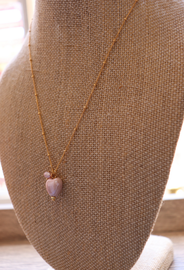 Purple Heart Stone Necklace