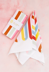 Squiggle Stripes Modern Bright Colorful Flour Sack Tea Towel