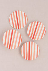 Red Striped Coasters | Set of 4