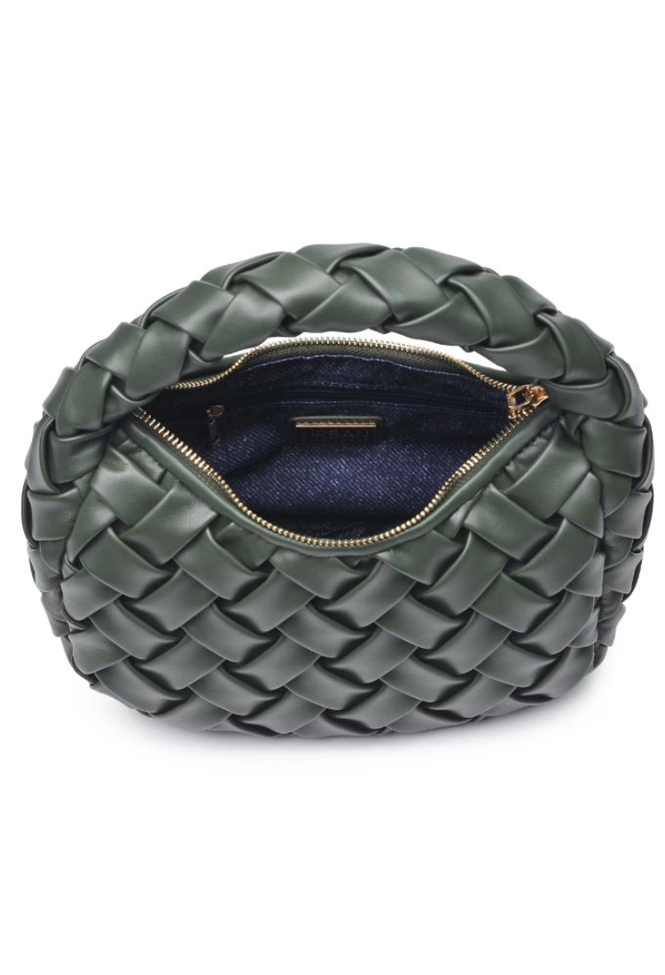 Nora Forest Woven Clutch