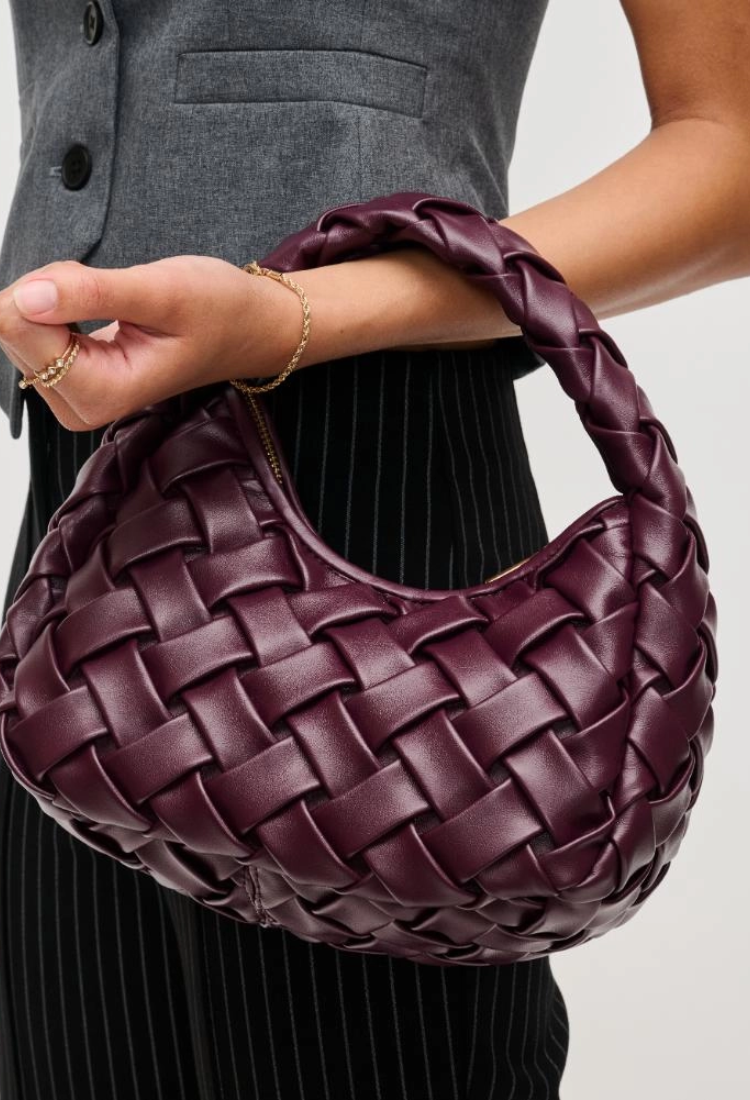 Nora Wine Woven Clutch