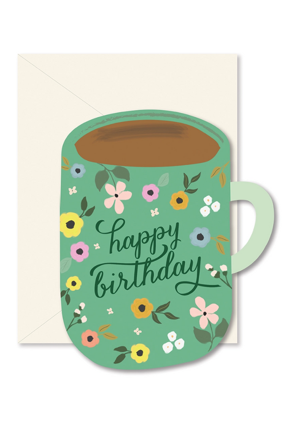 Birthday Coffee Mug Die-Cut Greeting Card