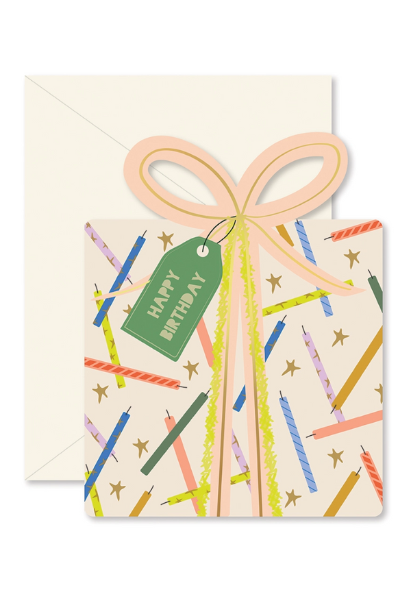 Birthday Gift Star Candles Die-Cut Folded Greeting Card