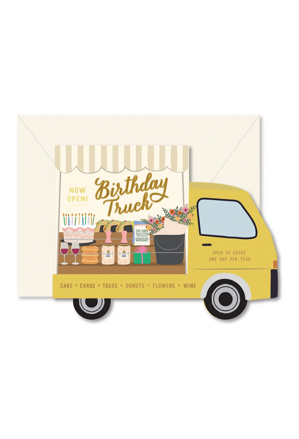 Birthday Truck Die-Cut Folded Greeting Card