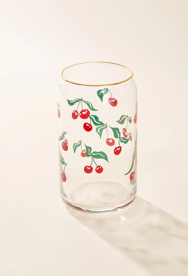 Cherry Scatter 16 oz Soda Can Glass