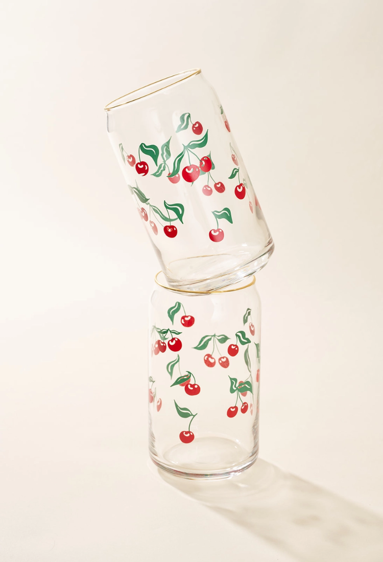 Cherry Scatter 16 oz Soda Can Glass