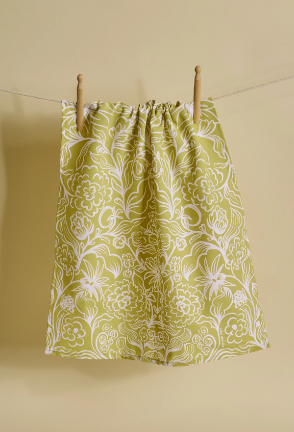 Garden Symmetry Green Tea Towel