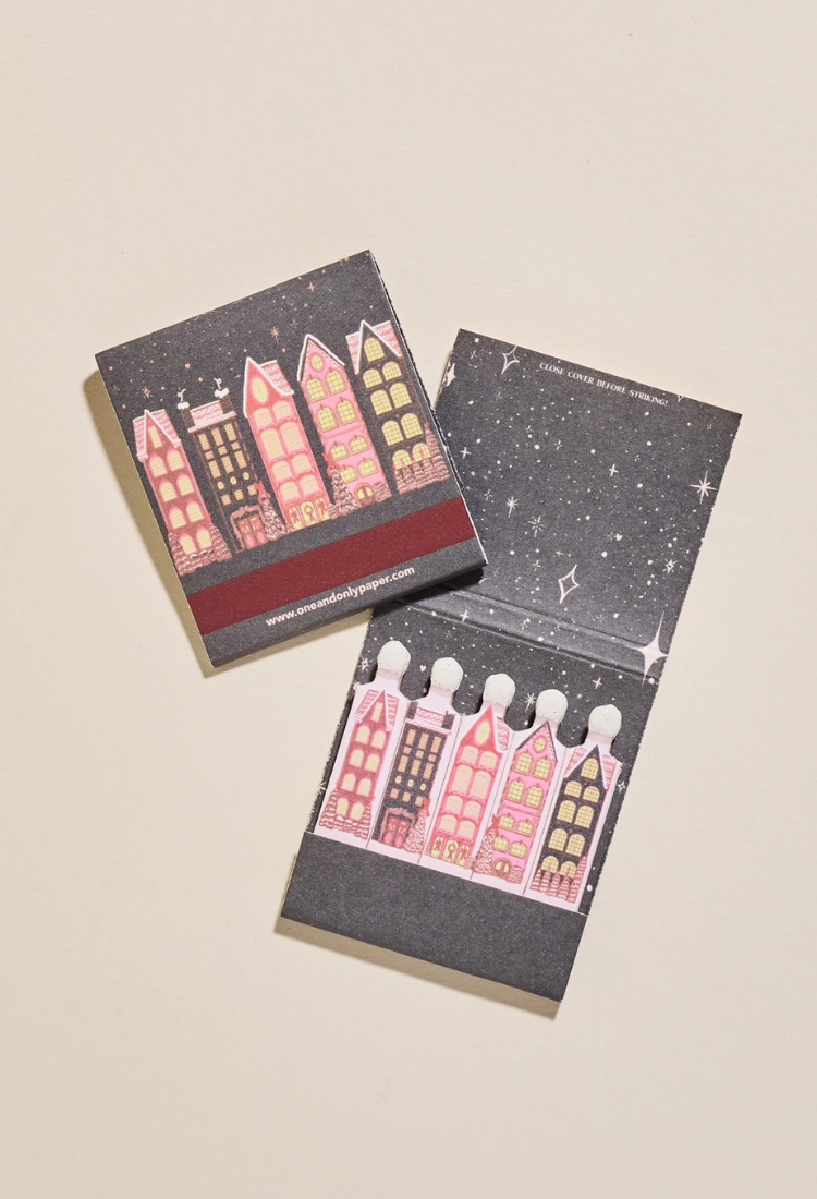 Wintry Village Printed Matchbook