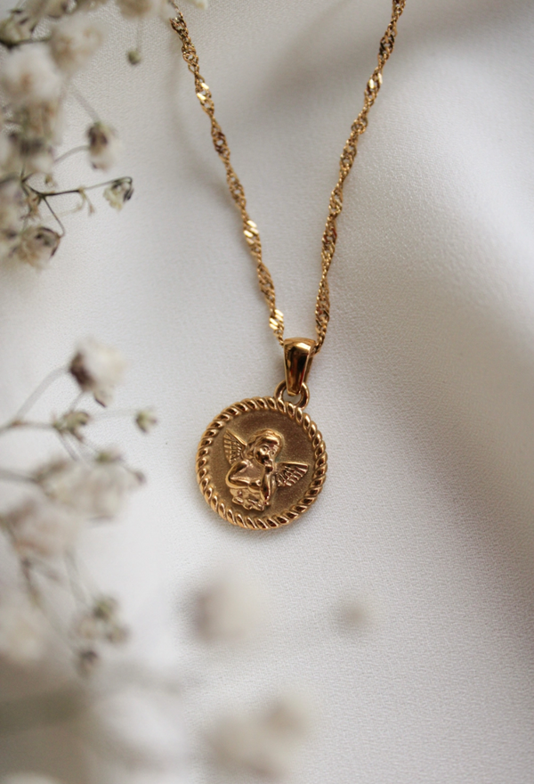 Cherub Circle Pendant Necklace