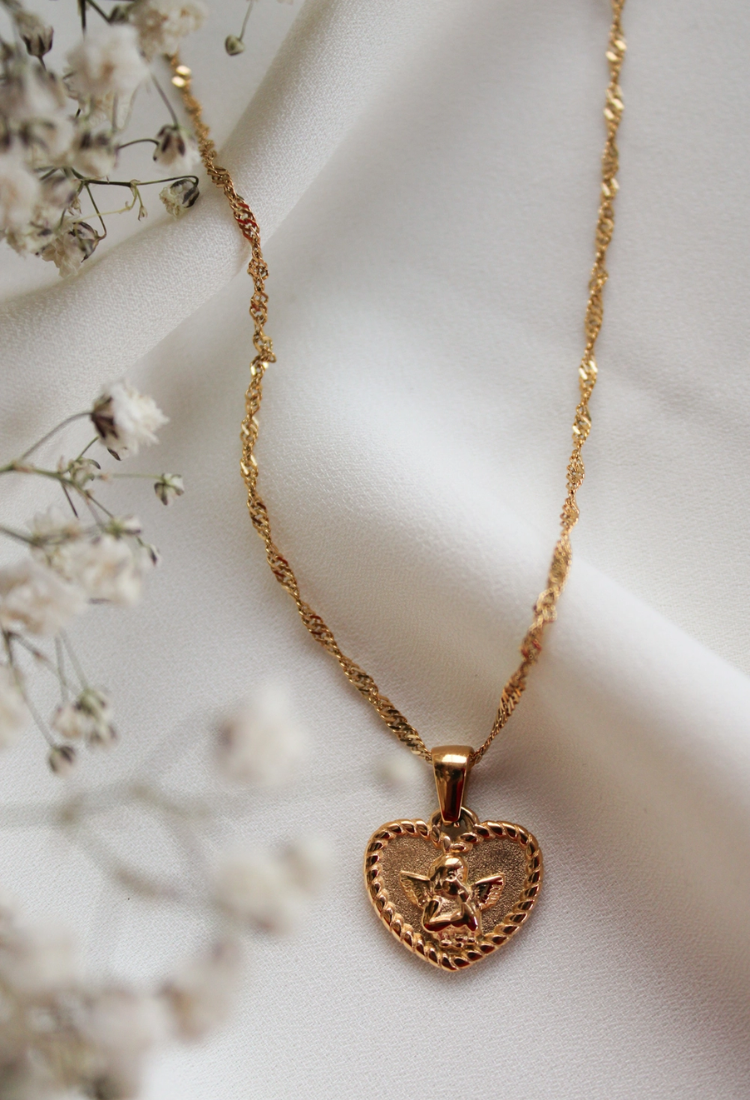 Cherub Heart Pendant Necklace