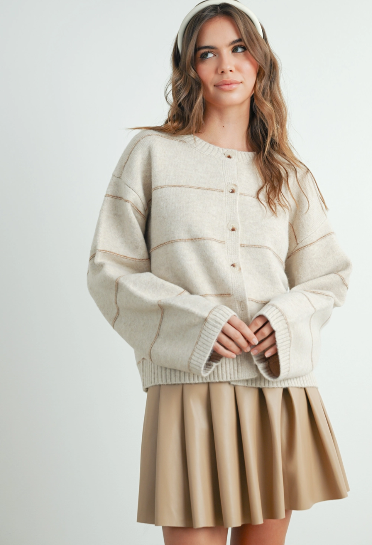 The Preppy Beige Cardigan