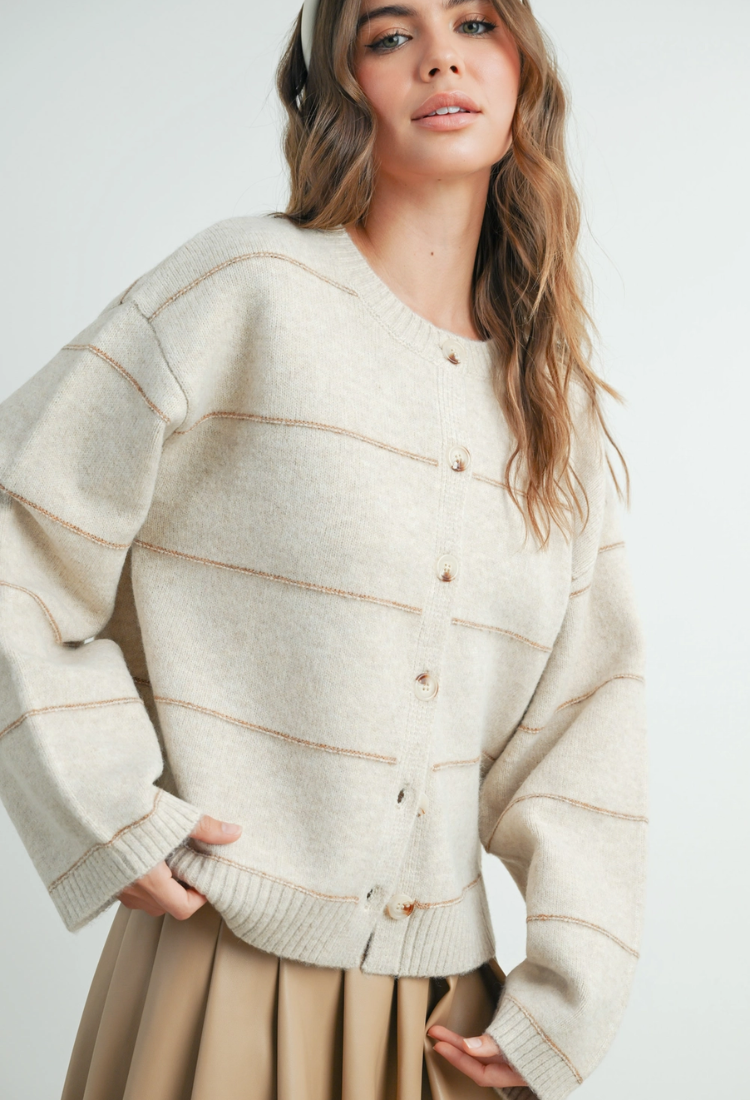 The Preppy Beige Cardigan